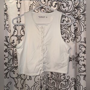 Abercrombie & Fitch Soft A&F Collection Lace Up White Seamless Crop Top